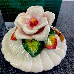 Vintage 80’s Fitz and Floyd "GrandiFlora"/ Ladybug Lidded Treasure Box BRAND NEW